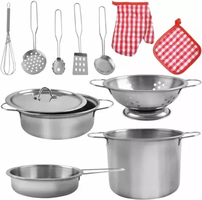 Kruzzel Kinder Kookset - Complete 13-delige Metalen Set - Perfect voor Jonge Chefs