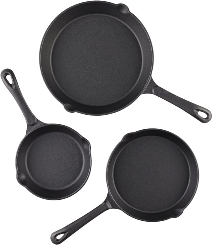 Kamado Essentials - Skillet Bundel - 3 Stuks - Small-Medium-Large - Gietijzeren pannen set