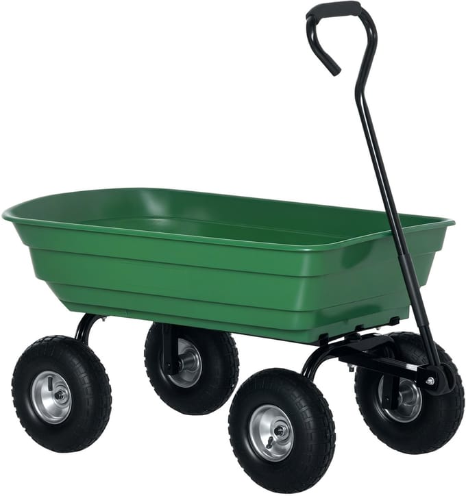 Outsunny tuinkar - Staal, rubber - 108x52x100cm - Groen