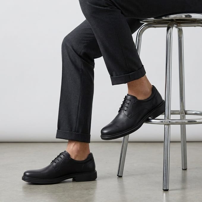Ecco Helsinki Veterschoenen Zwart Leer 310401 - Maat 49