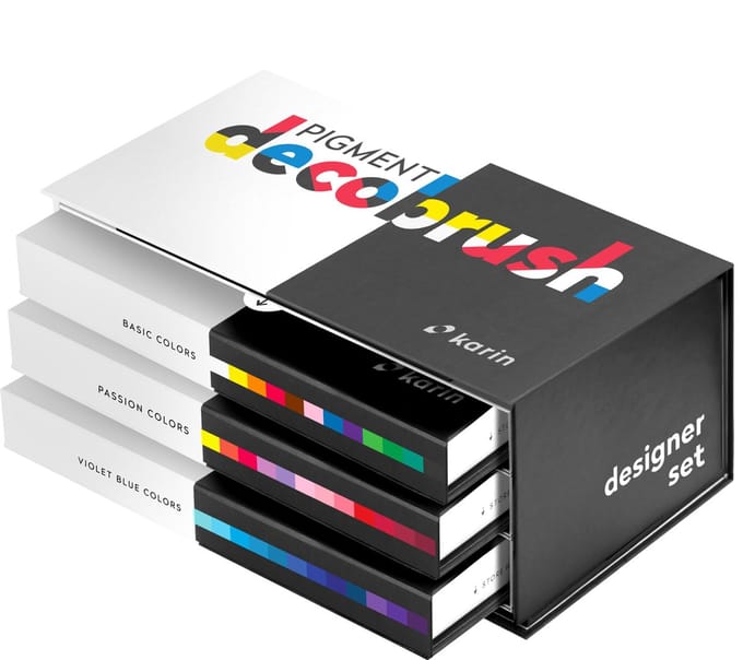 Karin - Pigment DecoBrush Acrylmarkers  - set van 36 - Designer Colors
