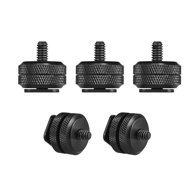 5 stks Camera Hot Shoe Mount tot 1/4  -20 Statief Schroef Adapter Flash Shoe Mount voor DSLR Camera Rig 2pcs black