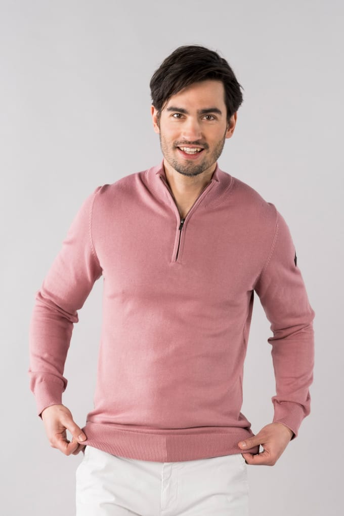 Presly & Sun Trui Lewis Zip Knitted Pullover  Roze