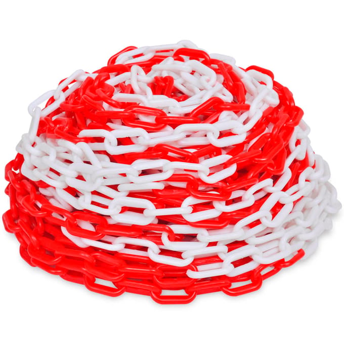 vidaXL - Veiligheidsketting - 30 - m - kunststof - rood - en - wit