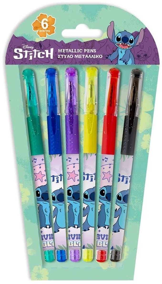 Lilo & Stitch metalen pennen – set van 6 stuks – schrijfwaren in blister