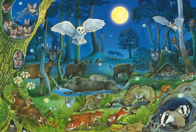Kinderpuzzel 100 Stukjes Dieren in het Bos van Graspap