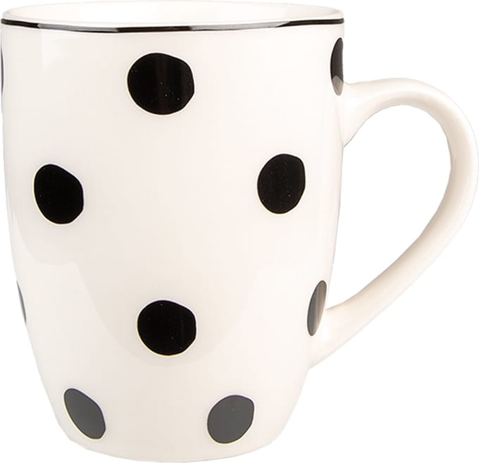 Clayre & Eef Mok 350 ml Wit Zwart Porselein Stippen