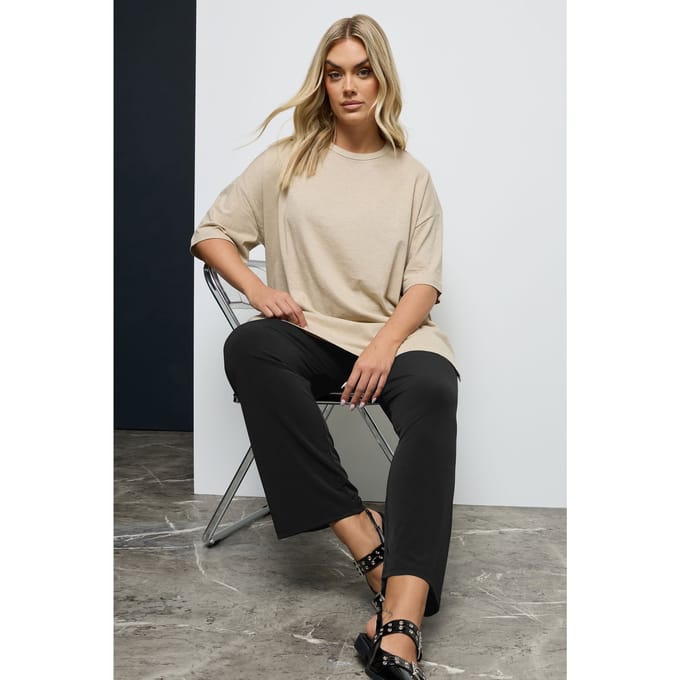 Yours Broek Met Rechte Pijpen En Elastische Taille In Zwart Size Regular > 42
