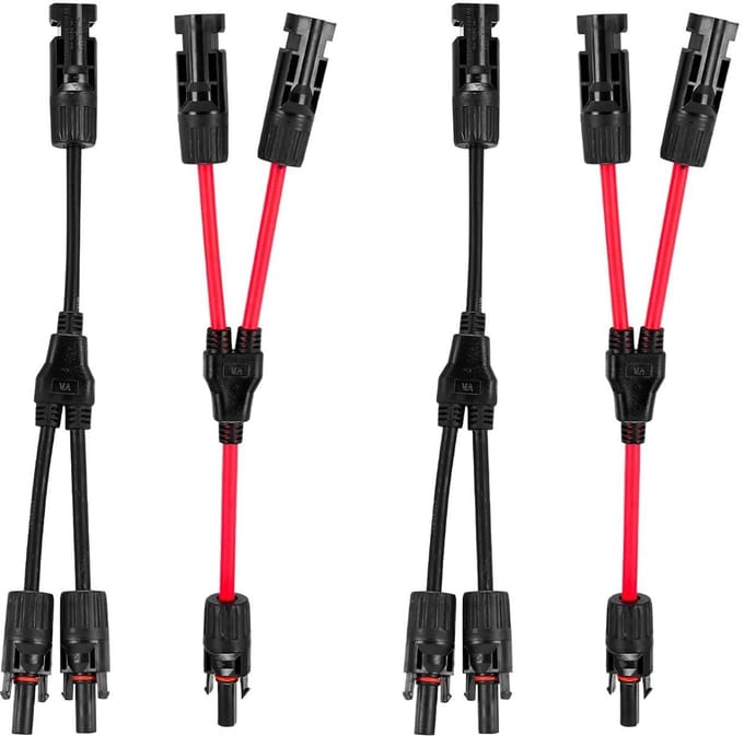 Zonnepaneel Connectoren - Y Kabel Adapters - Parallel Zonnepanelen - Kleurgecodeerd Rood Zwart - 10AWG - Niet van toepassing