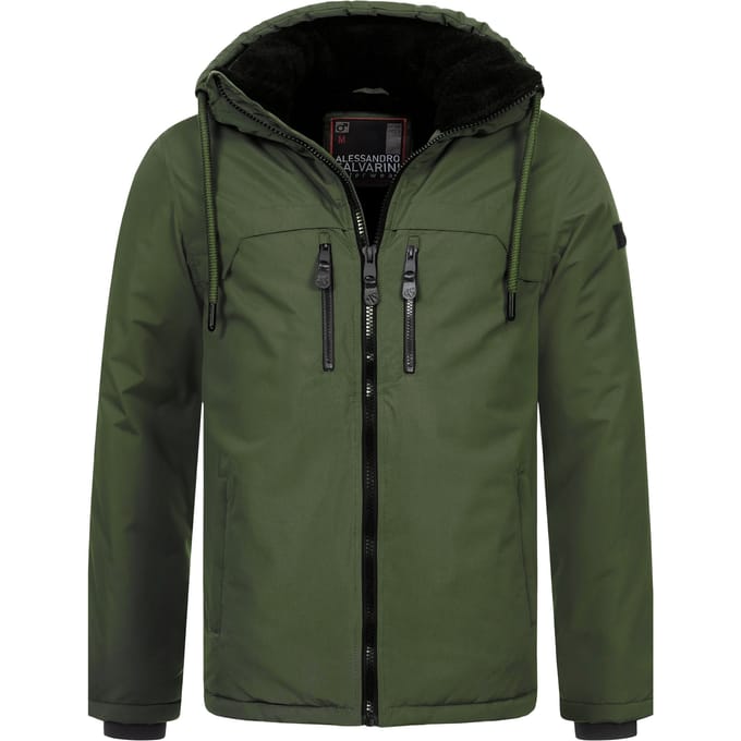 Alessandro Salvarini heren winterjas AS-332 met teddyvoering en capuchon