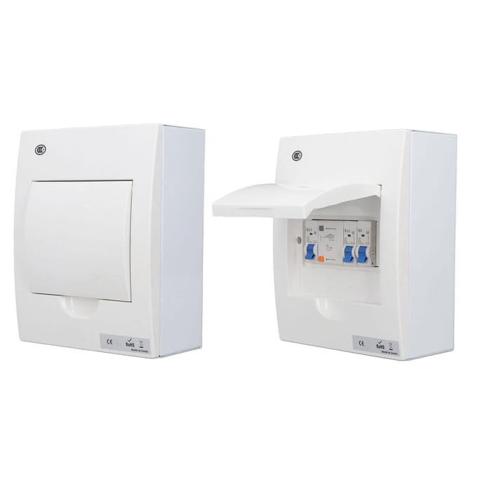 Coffret de distribution intérieur 2 MCB(B6A+B32A) RCD(63A 1P+N) Interrupteur bidirectionnel pour garage, style britannique, 230 V