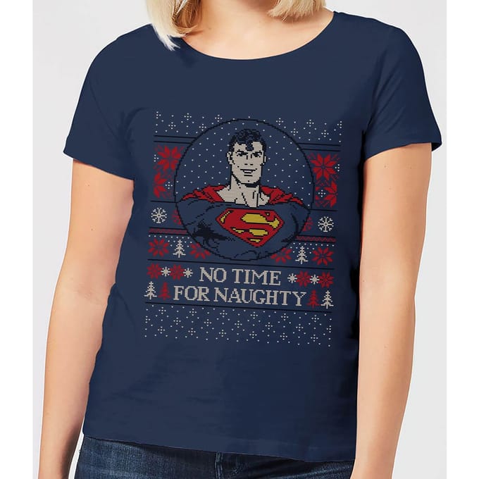 Superman May Your Holidays Be Super Women's Christmas T-Shirt - Navy - M