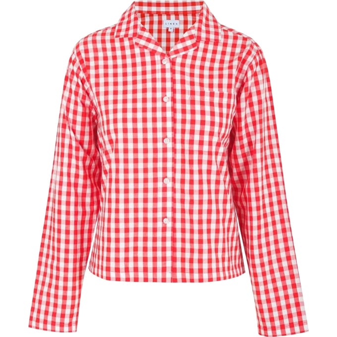 Linea Dames/Dames Gingham geruit, ontspannen overhemd met lange mouwen (Rood, Wit)