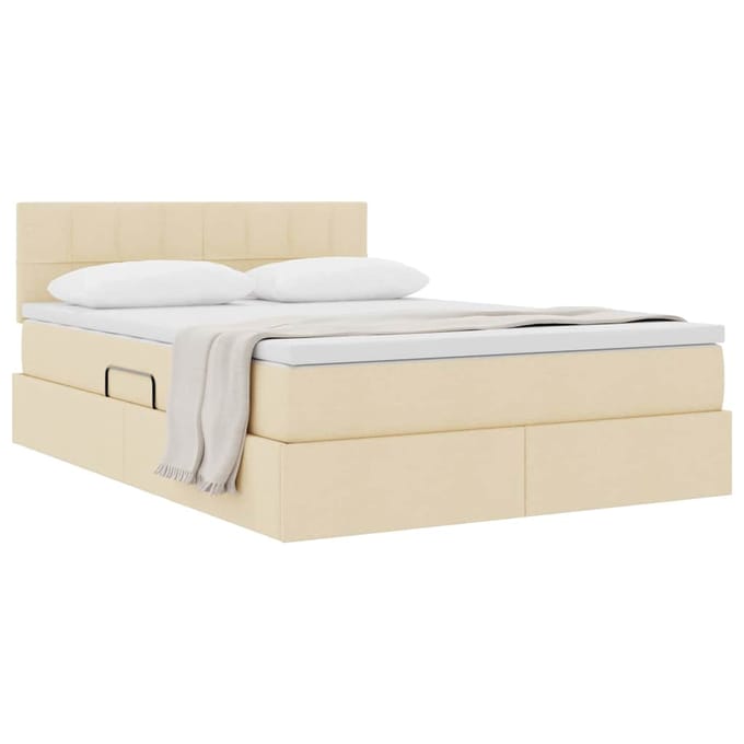 vidaXL - Opslag - bed - met - matras - Crème - 140 - x - 200 - cm - fluweel