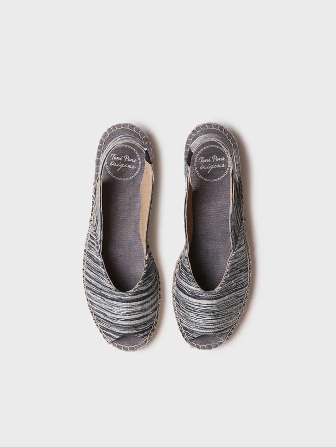 Espadrilles met open neus, sleehak en gestreepte stof voor dames | BERI-RG