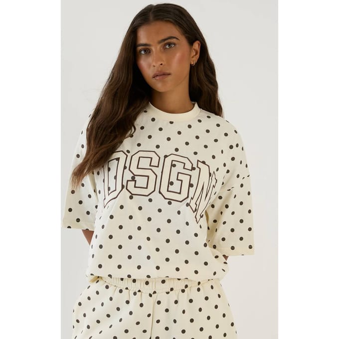 Dames Dsgn Studio Polkadot T-shirt | Ecru | Maat: Small