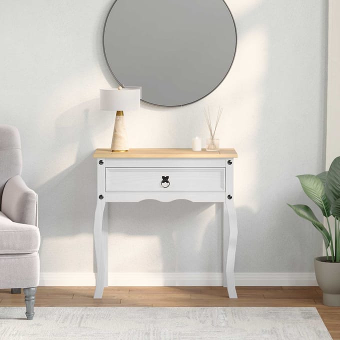 vidaXL - Console - tafel - Wit - 73 - x - 35 - x - 73 - cm - Massief - grenenhout