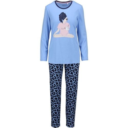 Katoenen dames pyjama lichtblauw Ringella - Blauw - Maat - 48