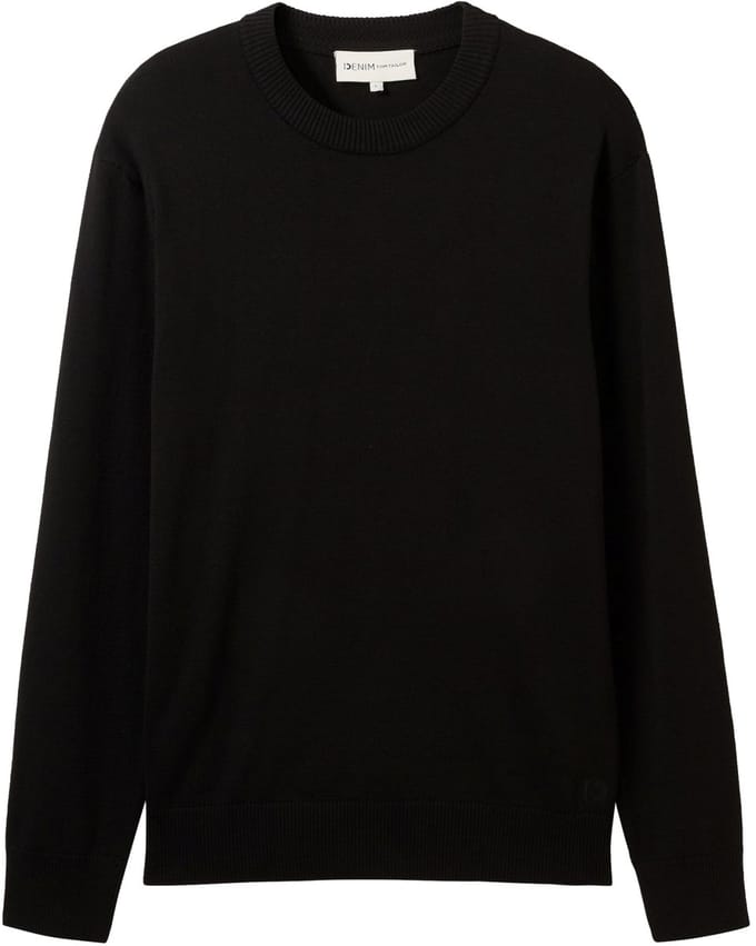 Tom Tailor Denim - Basic gebreide trui van katoen - Maat S - Black