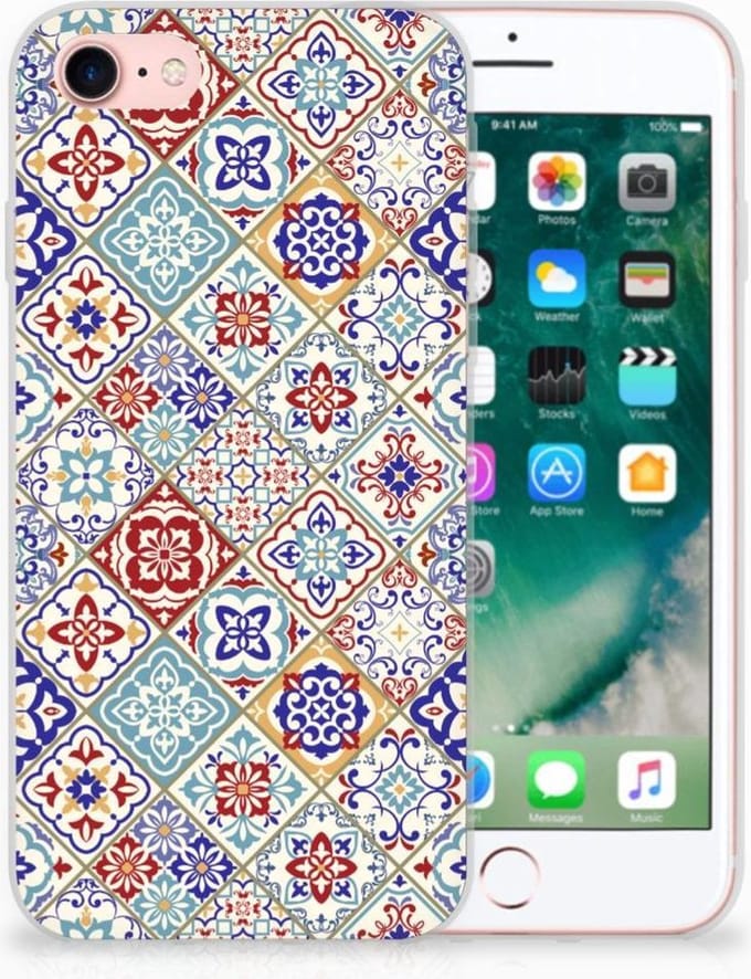 iPhone SE 2022 | SE 2020 | 8 | 7 TPU Siliconen Hoesje Tiles Color