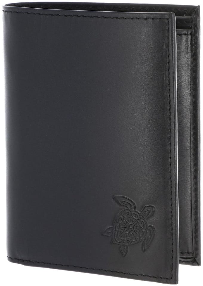 oxmox Leren portemonnee Leather RFID Protect Kombibörse Turtle 2.0 Embossed Black zwart