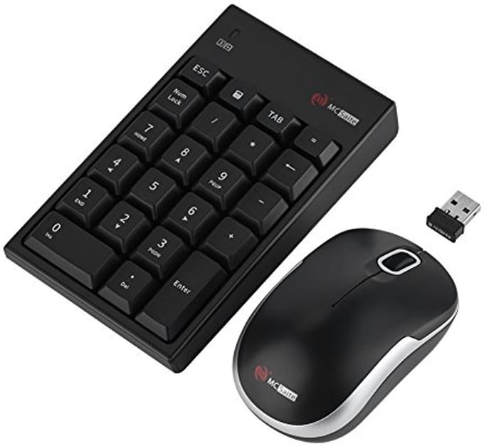 Draadloos Numeriek Toetsenbord en Muis Combo 2,4 GHz met 22 Sleutels voor Laptop, Desktop, PC, Notebook