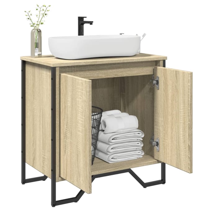 vidaXL - Wastafelkast - 60x35x60 - cm - bewerkt - hout - sonoma - eikenkleurig