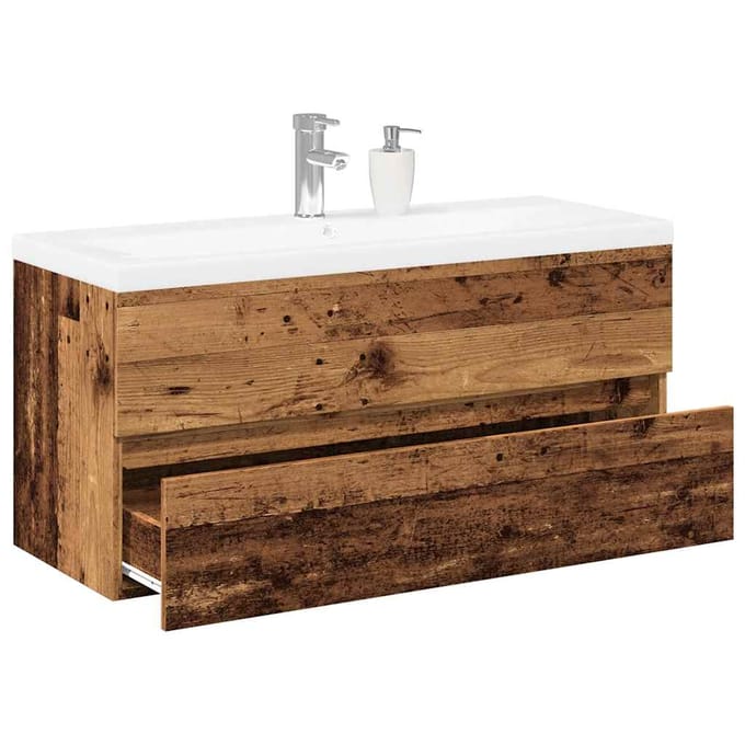 vidaXL - Wastafelkast - met - ingebouwde - wasbak - oud - houtkleurig