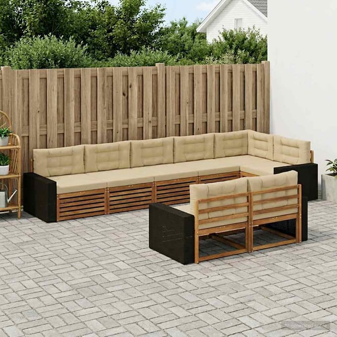 vidaXL - Buiten - bank - set - 8 - st - Natuurlijk - en - Beige