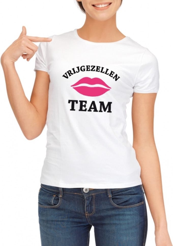 Vrijgezellenfeest Team t-shirt wit dames S