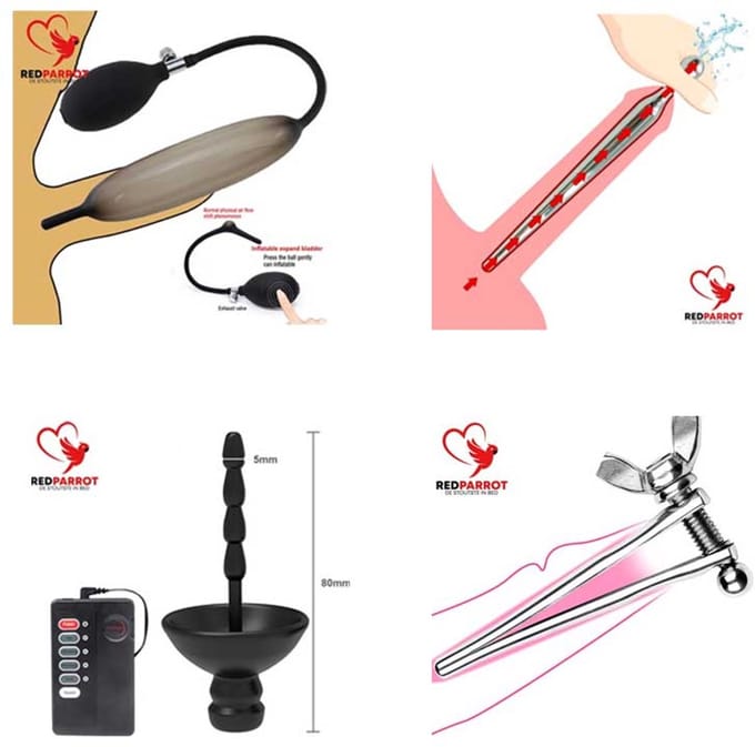 Set van 4 penis pluggen - Urethrale stimulatie - E-stim - Verstelbaar - Opblaasbaar