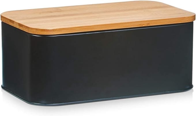 Broodtrommel van metaal - Zwart - 31 x 18 x 12,5 cm