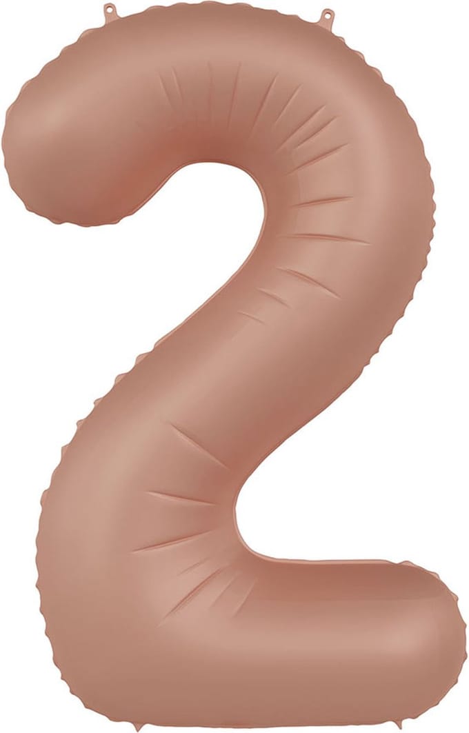 Folieballon Cijfer 2 - Vintage Rose - Ultra Matt - 86 cm