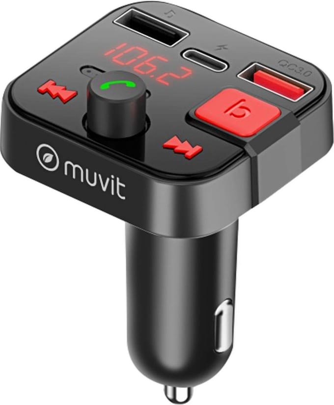 Muvit, FM-zender Bluetooth, Autolader, Zwart