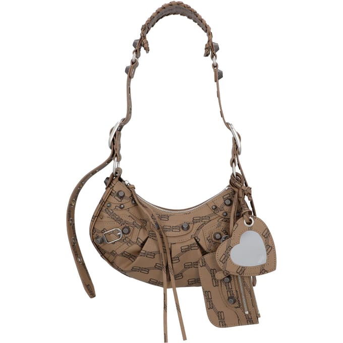 Balenciaga Dames Le Cagole XS in Bruin met gemonogrammeerd leer