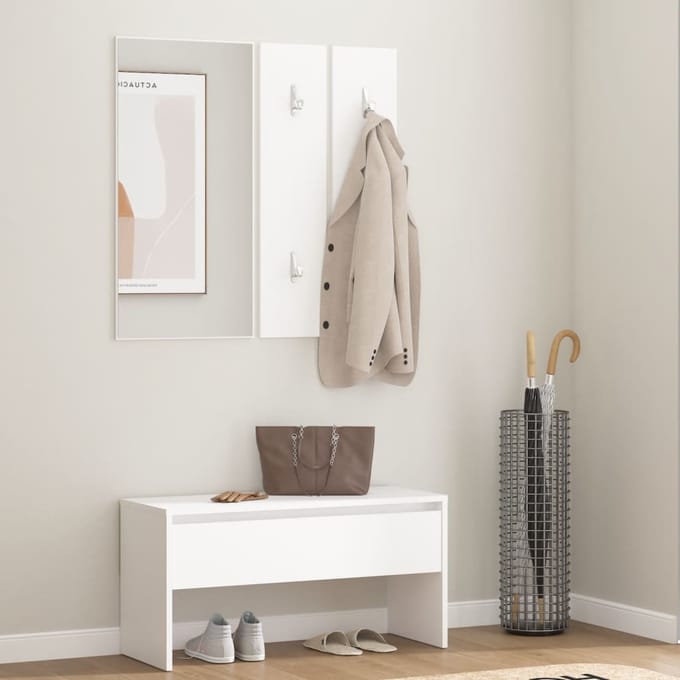 vidaXL - Garderobe - set - bewerkt - hout - wit