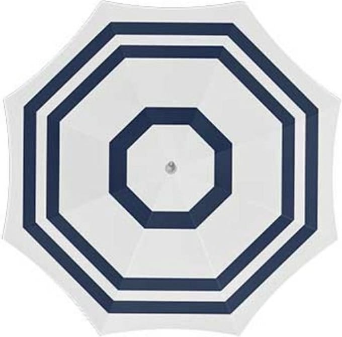 Parasol - wit/blauw - D200 cm - UV-bescherming - incl. draagtas