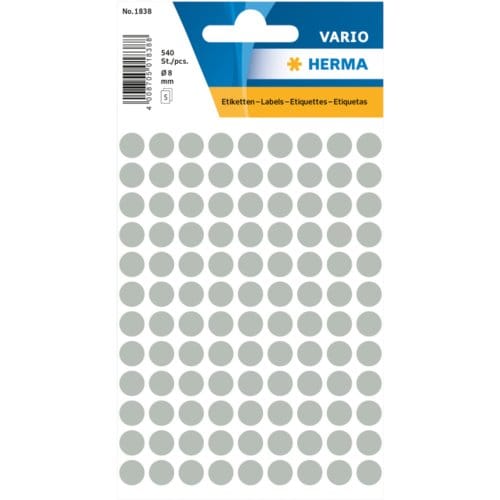 Etiket herma 1838 rond 8mm grijs 540 etiketten
