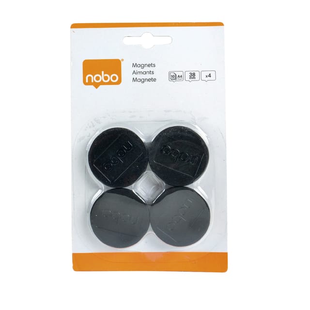 Nobo Whiteboard Magneten - 38mm - 4  Stuks - Zwart
