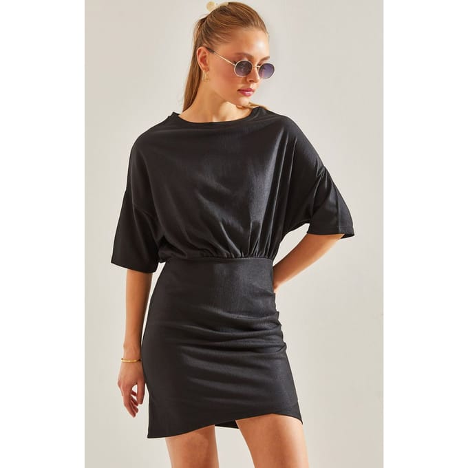 Comfort Fit Mini Jerseykleed met Ronde Hals