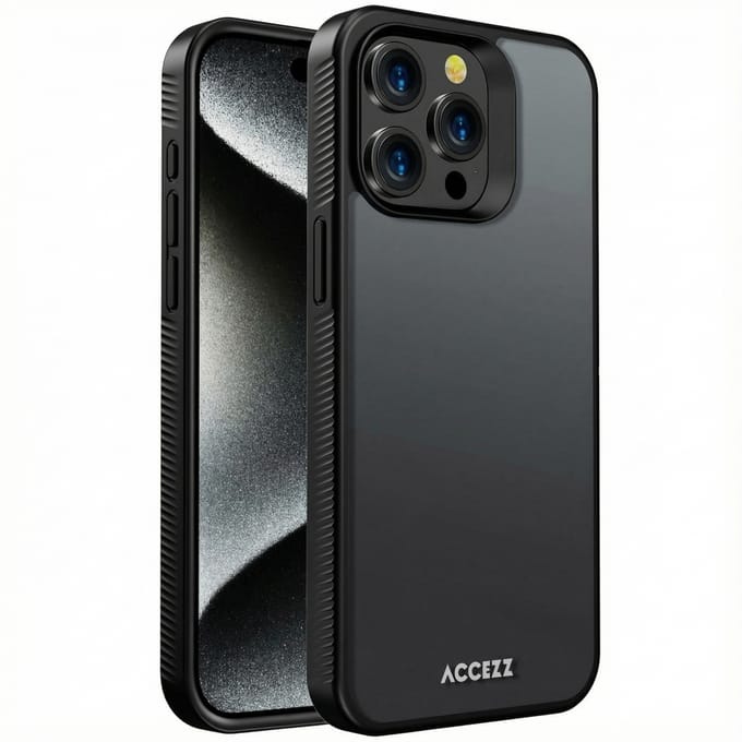 Accezz Hoesje - Geschikt voor Apple iPhone 15 Pro Max - Frosted Backcover - Zwart