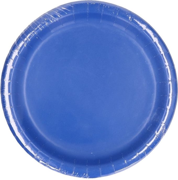 Feest bordjes - set 40x stuks - blauw - dia 23 cm - Wegwerpborden - karton - Feestartikelen