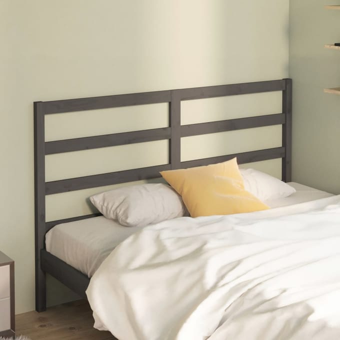 vidaXL - Hoofdbord - 126x4x100 - cm - massief - grenenhout - grijs