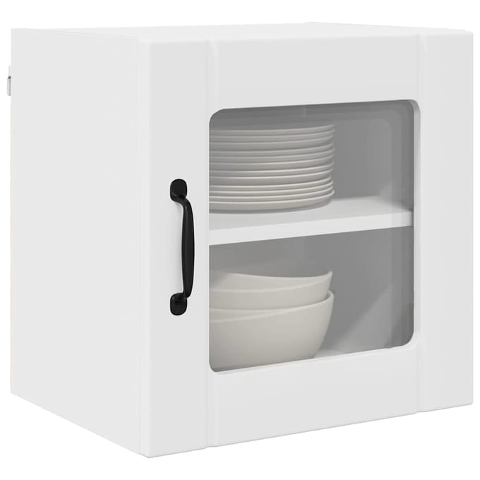 vidaXL - Wandglas - Kasten - LUCCA - 2 - st - Wit - 40 - x - 31 - x - 40 - cm - Bewerkt - hout