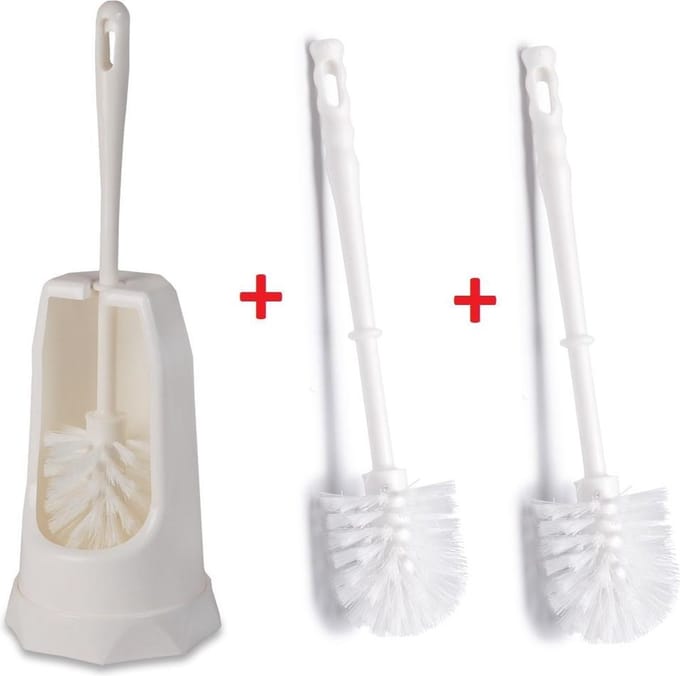 WillieJan Toiletborstel Garnituur met 2 Extra Reserveborstels - Wit - Kunststof