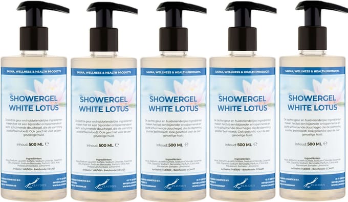 Douchegel White Lotus 500 ml - set van 5 stuks - met gratis pomp - Showergel