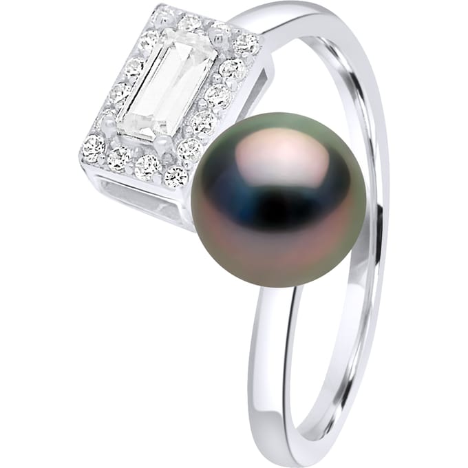 Verstelbare ring Cubic Zirconia - Echte Teelt Tahiti Parels Rond 8-9 mm