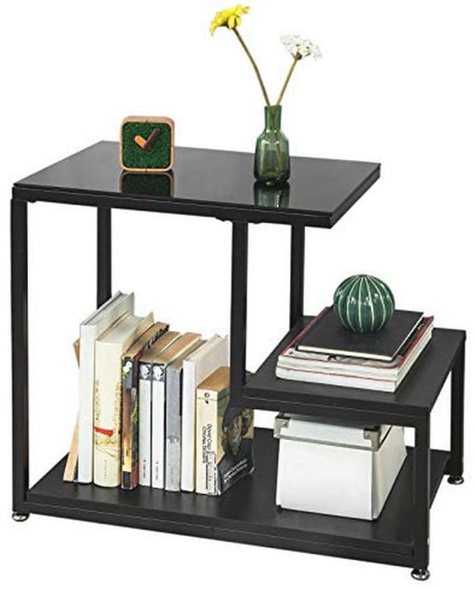 Glazen Side Table met Opbergruimte - Moderne Koffietafel voor Huis en Tuin