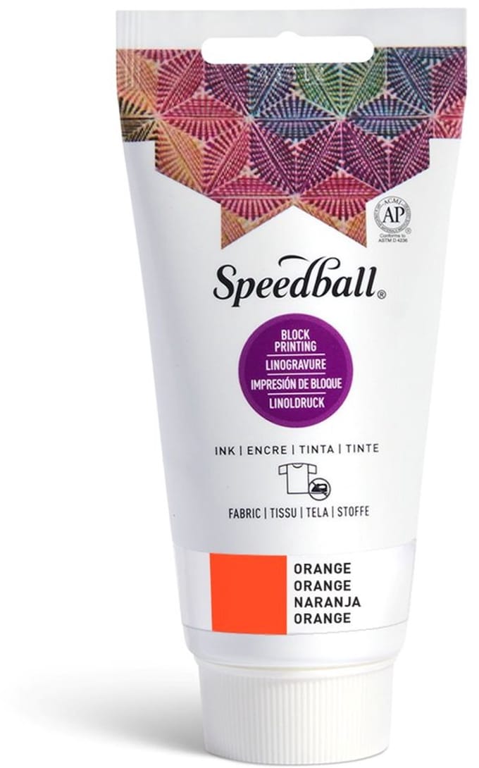 Fabric block printing ink orange - Speedball