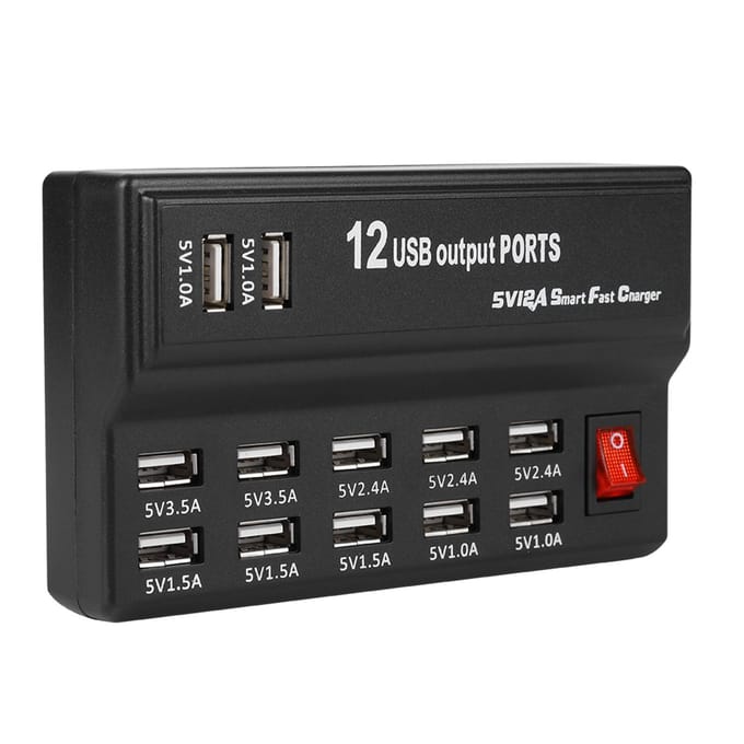 12 Poorten USB Hub 5V 10A Voedingsadapter Laadstation Adapter Lader Thuis Reizen Type EU PLUG gray